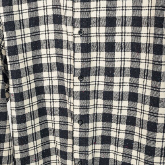 A.P.C. Navy & White Plaid-Flannel Buttoned Shirt - Picture 7 of 10